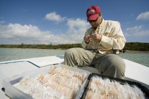 Bonefish flies with angler, Andros